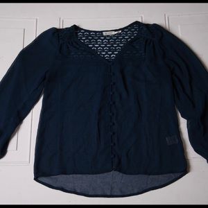 Blu Pepper Anthropologie Shear Blouse Blue